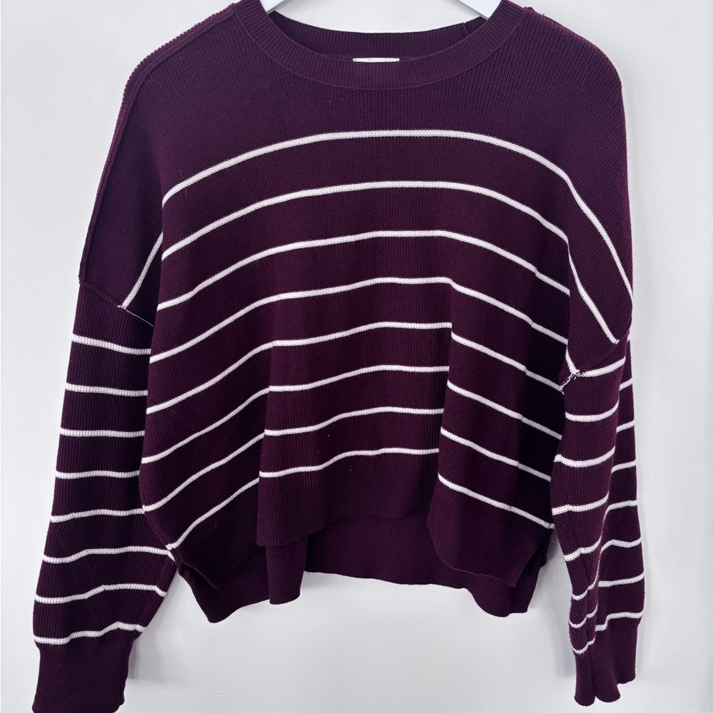 Gentle Fawn Merlot Striped Sweater Sz Small Oversized